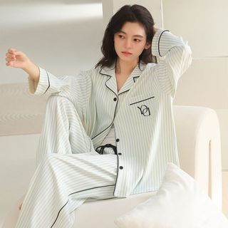 Pijamas de algodão puro feminino primavera outono manga comprida 2026 novo estilo senhoras simples tamanho grande primav
