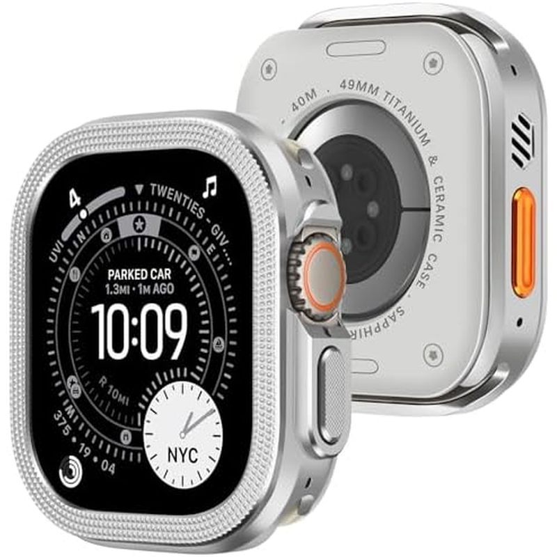 Capa De Metal Amizee 2 Em 1 Compatível Com Apple Watch Ultra 3/2/1 49 Mm Traseir