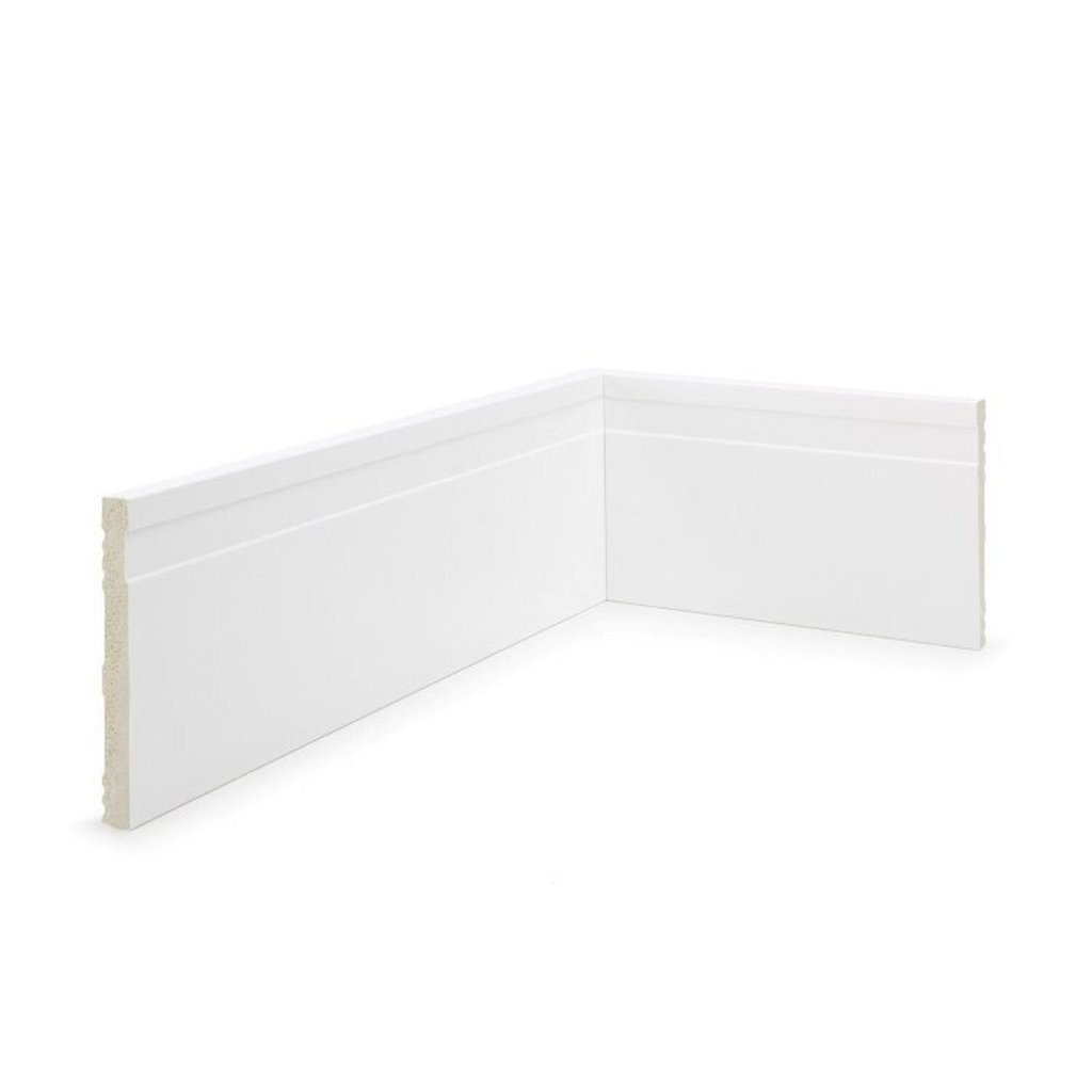 Kit 7,2m Linear Rodapé de Poliestireno 10cm x 10mm x 2,40m Frisado Nfr Branco Ruffino Branco Frisado