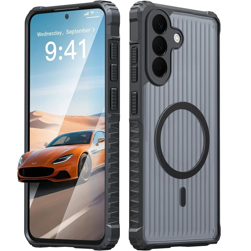 Para Samsung A34 A35 A36 A37 A54 A56 A57 A06 A07 A13 A14 A15 A16 A17 A24 A25 Bagagem Ondulada Magnética Caso De Telefone