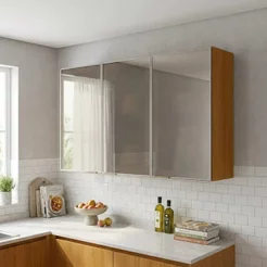 Armário de Cozinha Aéreo 100%MDF 3 Portas com Reflecta 120cm Lúmina Itatiaia Cinamomo/Fendi Cinza