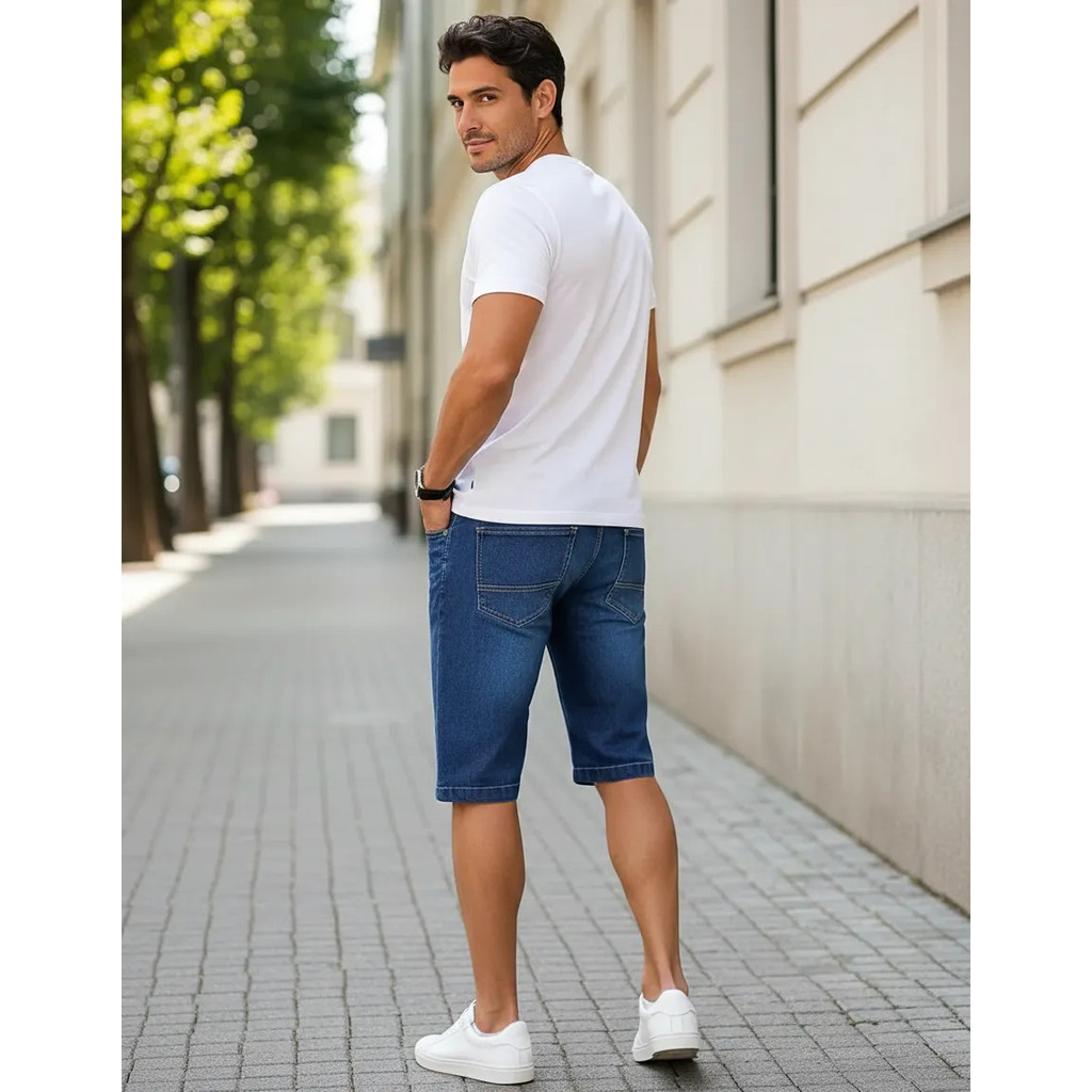 Kit 2 Bermudas Jeans Masculinas Slim Short Lycra Elastano