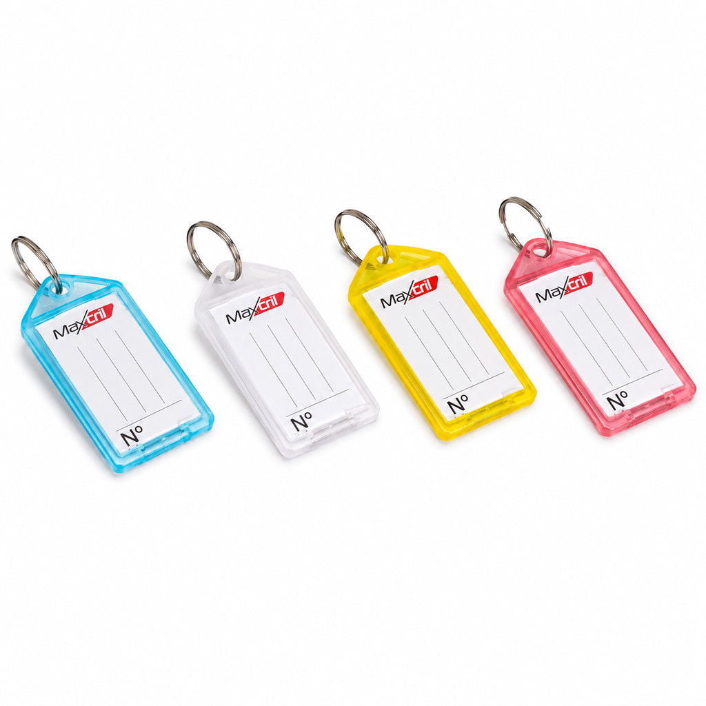 CHAVEIRO COM ETIQUETA PARA IDENTIFICAÇÃO DE CHAVES CORES SORTIDAS PACK C/25 COM 20 SACOS BLISTERS 10180015 - MAXCRIL