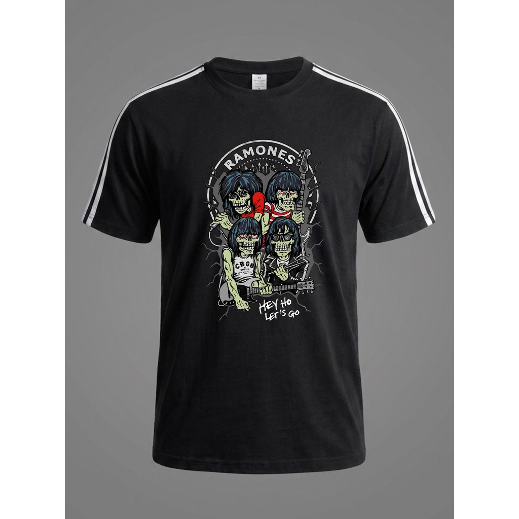 Camiseta Manga Listrada Rock Ramones Caveiras Cantoras 100% Algodão Streetwear Masculina Unissex Premium