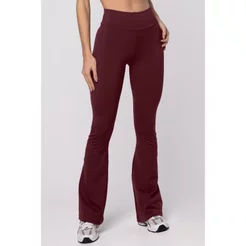 Calça Flare em Poliamida Puresense Vinho Garnet