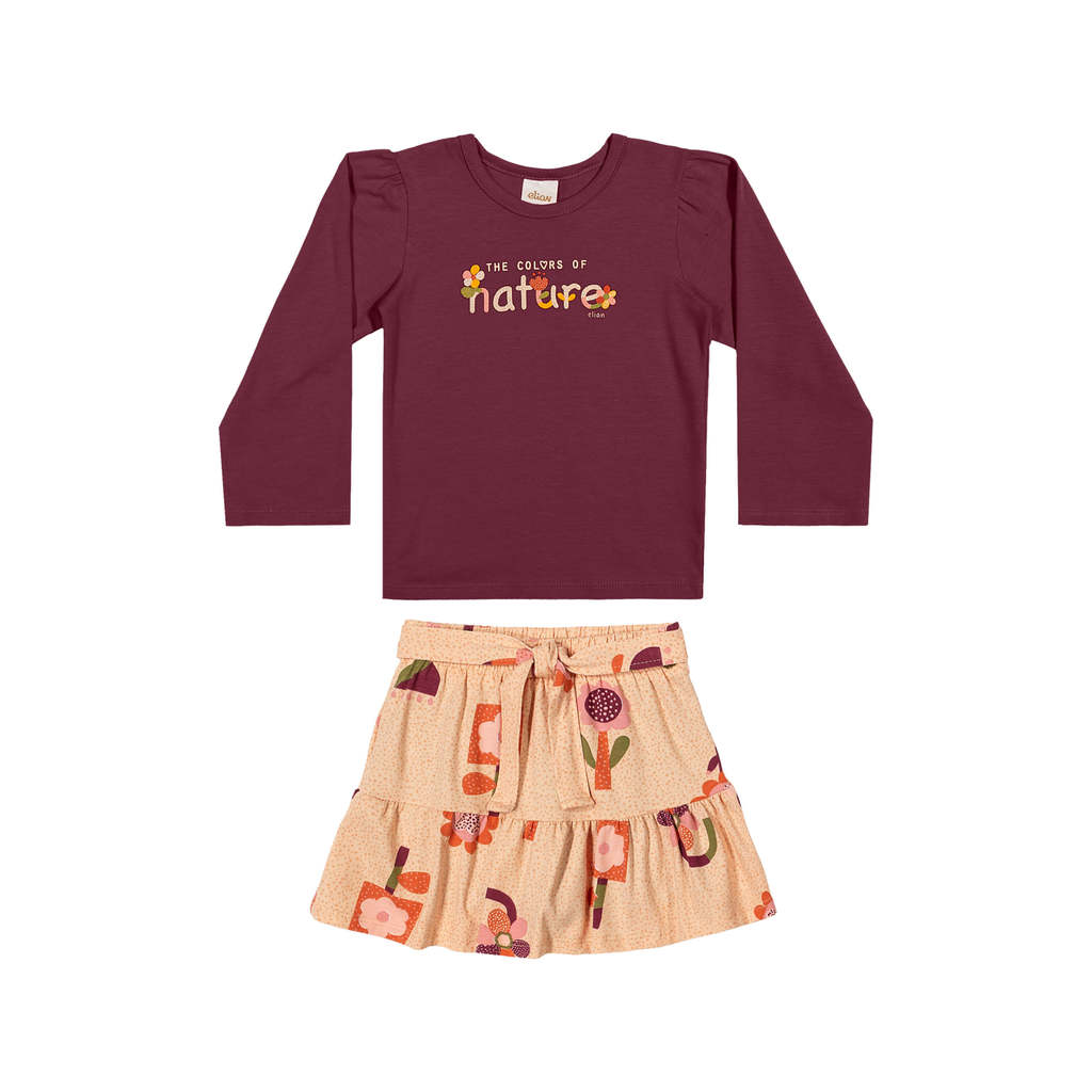 Conjunto Infantil Menina Glitter Nature Elian Bordô