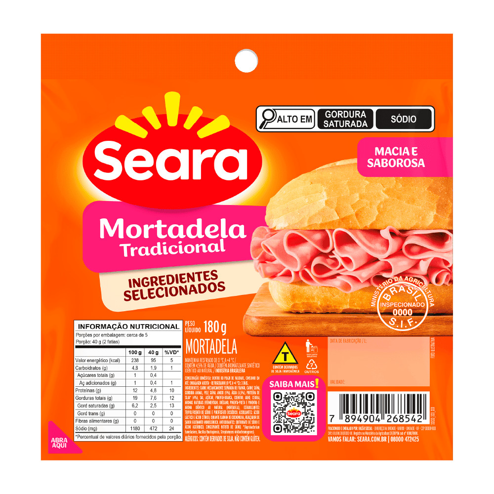 Seara Mortadela fatiada 180g