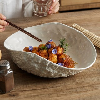 Tigelas de concha com padrão de rocha estilo japonês, tigelas leves de luxo simples para salada, cerâmica doméstica, cri