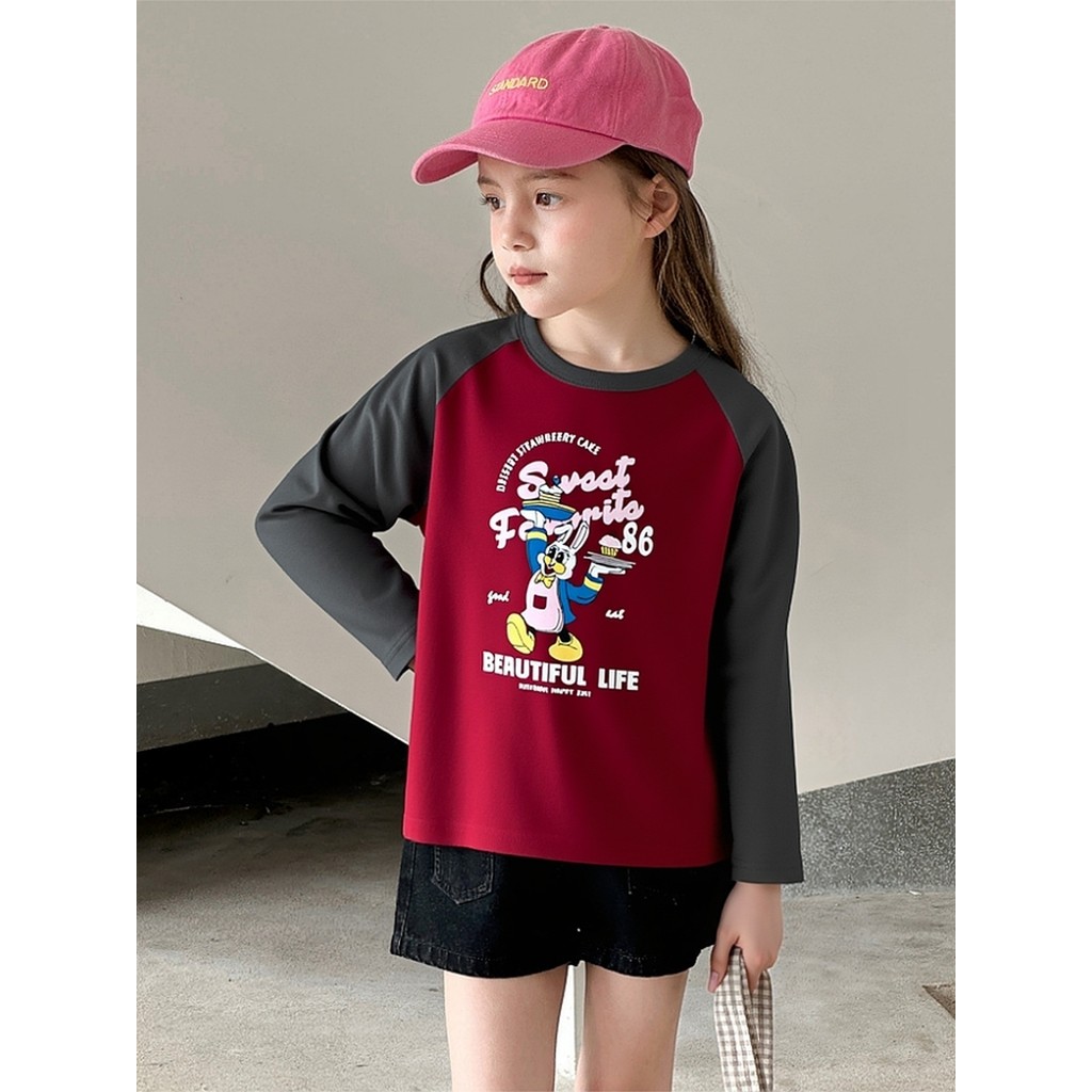 27home Outono Novos Produtos Roupas Infantis Camisa de Fundo Infantil Meninas Puro Algodão Desenhos Animados Impressos C