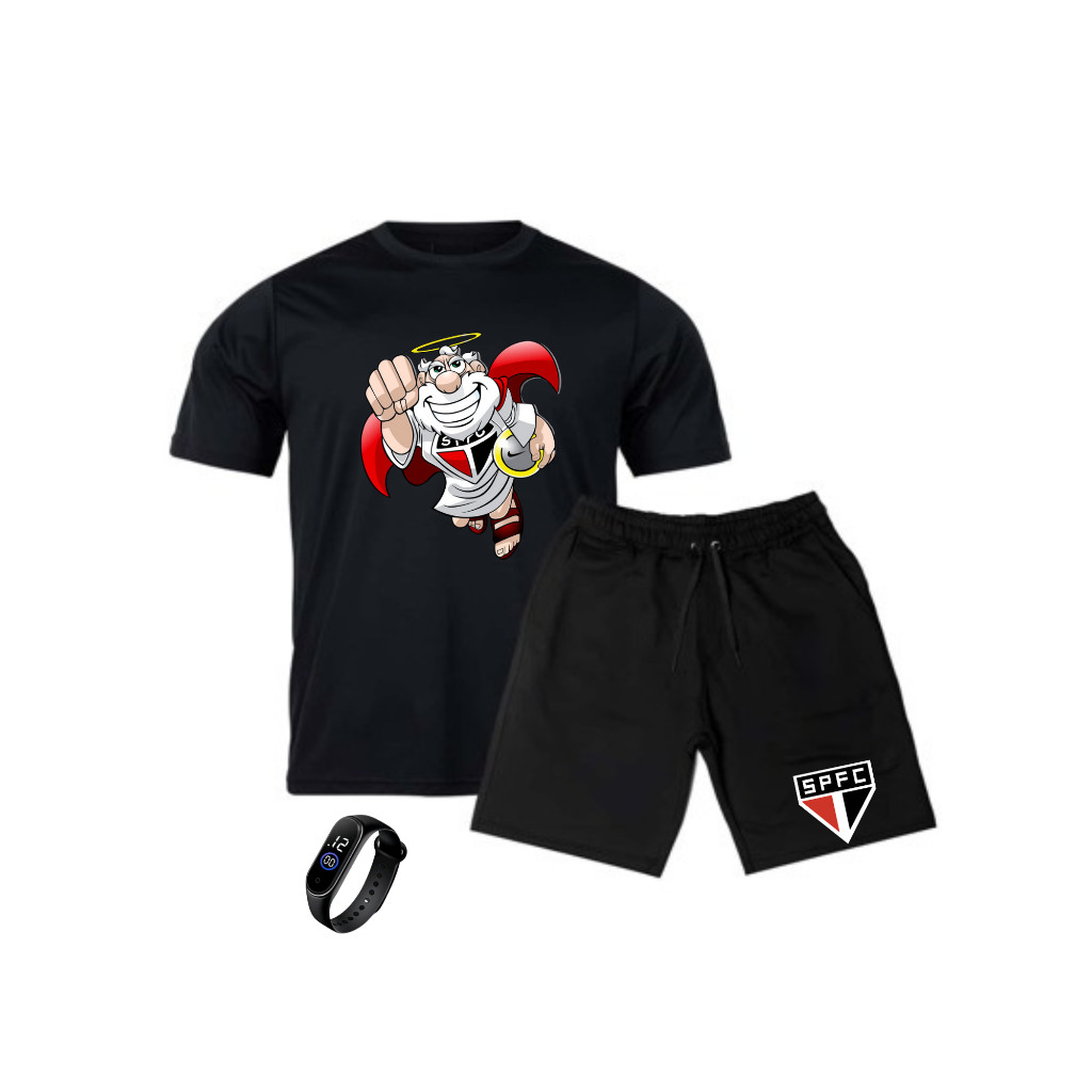 CONJUNTO INFANTIL MASCOTE TIME CAMISA CAMISETA + BERMUDA E RELOGIO BRINDE