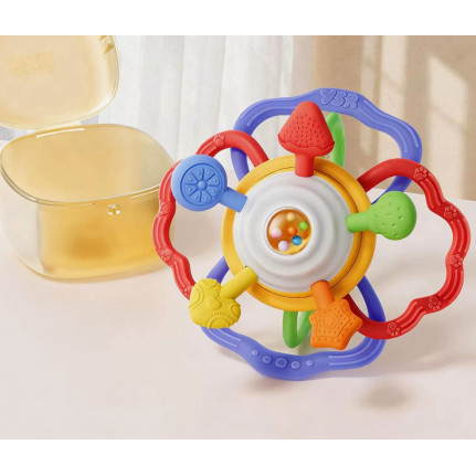 Brinquedos Para Dentição De Bebê De 3 A 6 12 Meses , Bola De Mordedor De Silicone Com Chocalho | Sensoriais Multitexturi