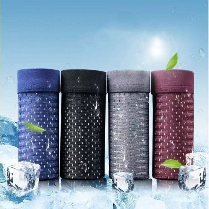 KIT4 Cueca masculino de seda gelada aerada