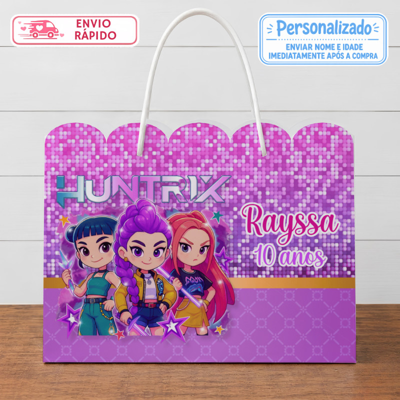 Sacolinha Guerreiras do K-Popp Hunttrix Personalizada Lembrancinhas Festa infantil Aniversário Sacola G