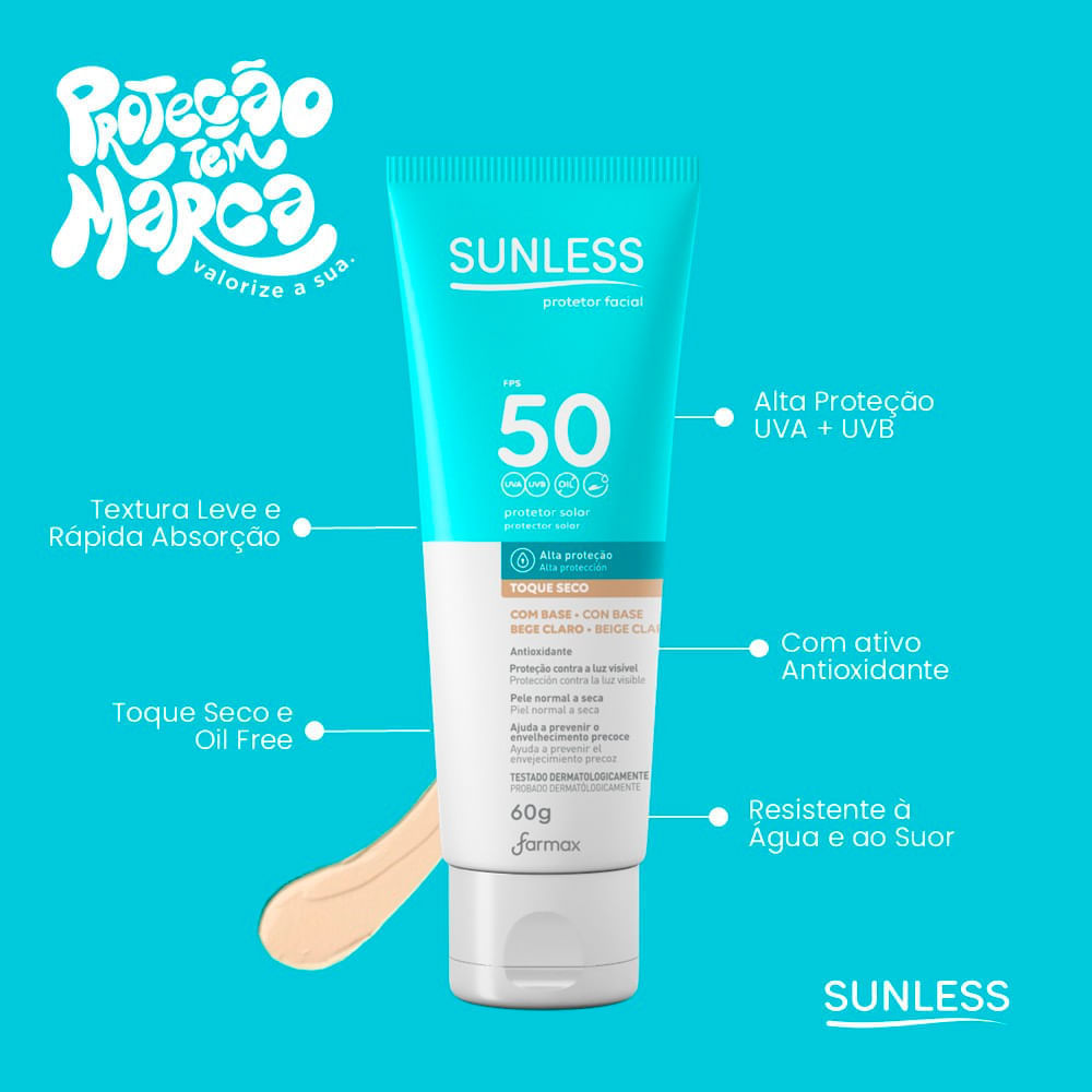 Protetor Solar Facial Com Cor Sunless FPS 50 60g - Bege Claro · foto 2