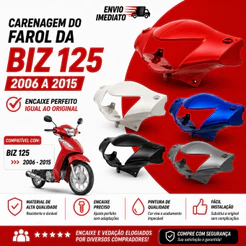 Carenagem Do Farol Honda Biz 125 2005 Até 2015 Diversas Cores Pro Tork
