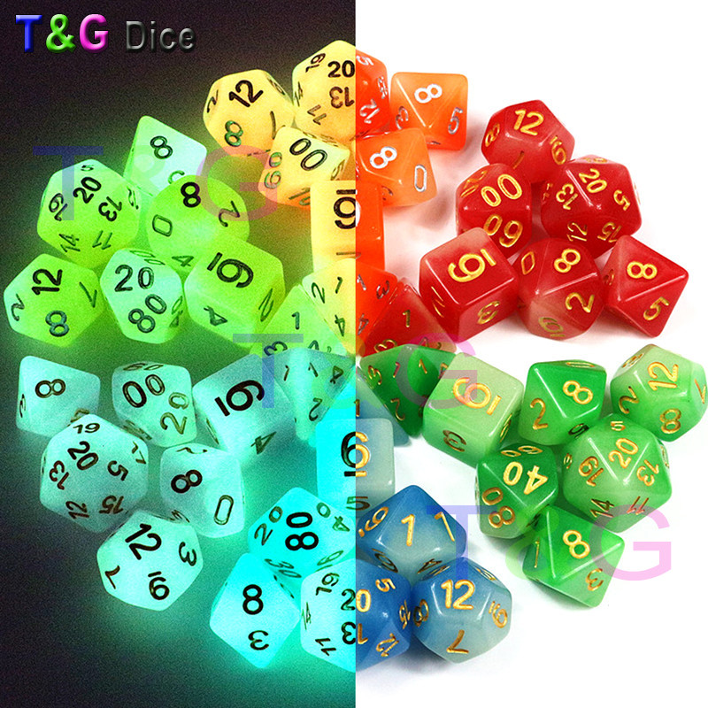 Dados luminosos de duas cores, dados fluorescentes de cores mistas, grupo de corrida, adereços de jogo de tabuleiro, con