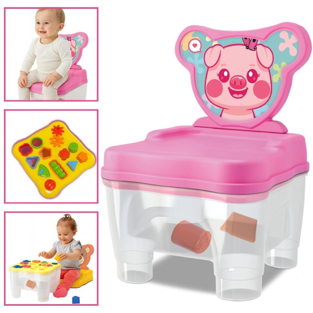 Cadeirinha Mesa Didática Infantil Porquinho Com Atividades Educativas - Samba Toys