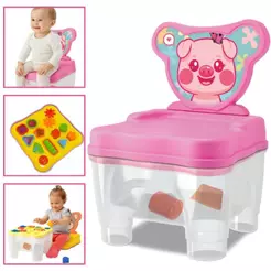 Cadeirinha Mesa Didática Infantil Porquinho Com Atividades Educativas - Samba Toys
