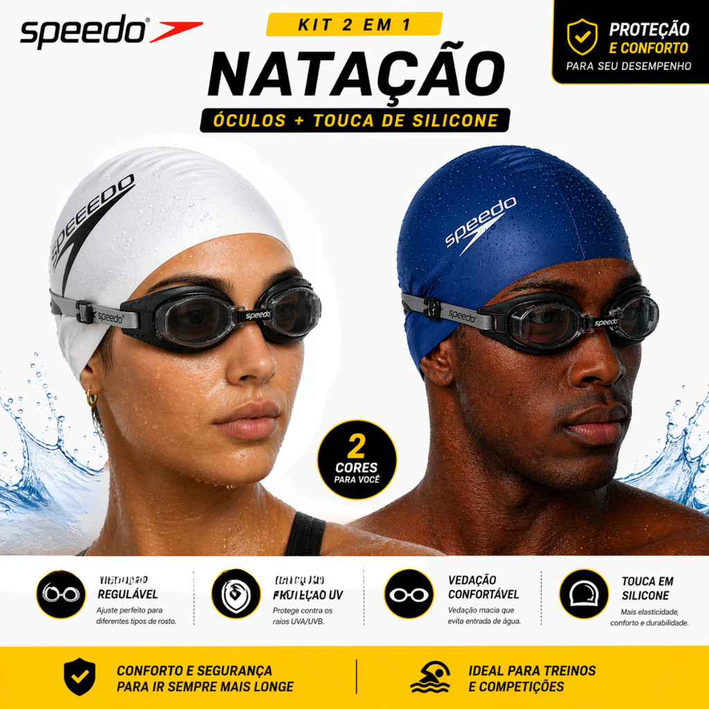 Kit Natação Touca de silicone e Óculos Speedo Starters Izy AD Adulto