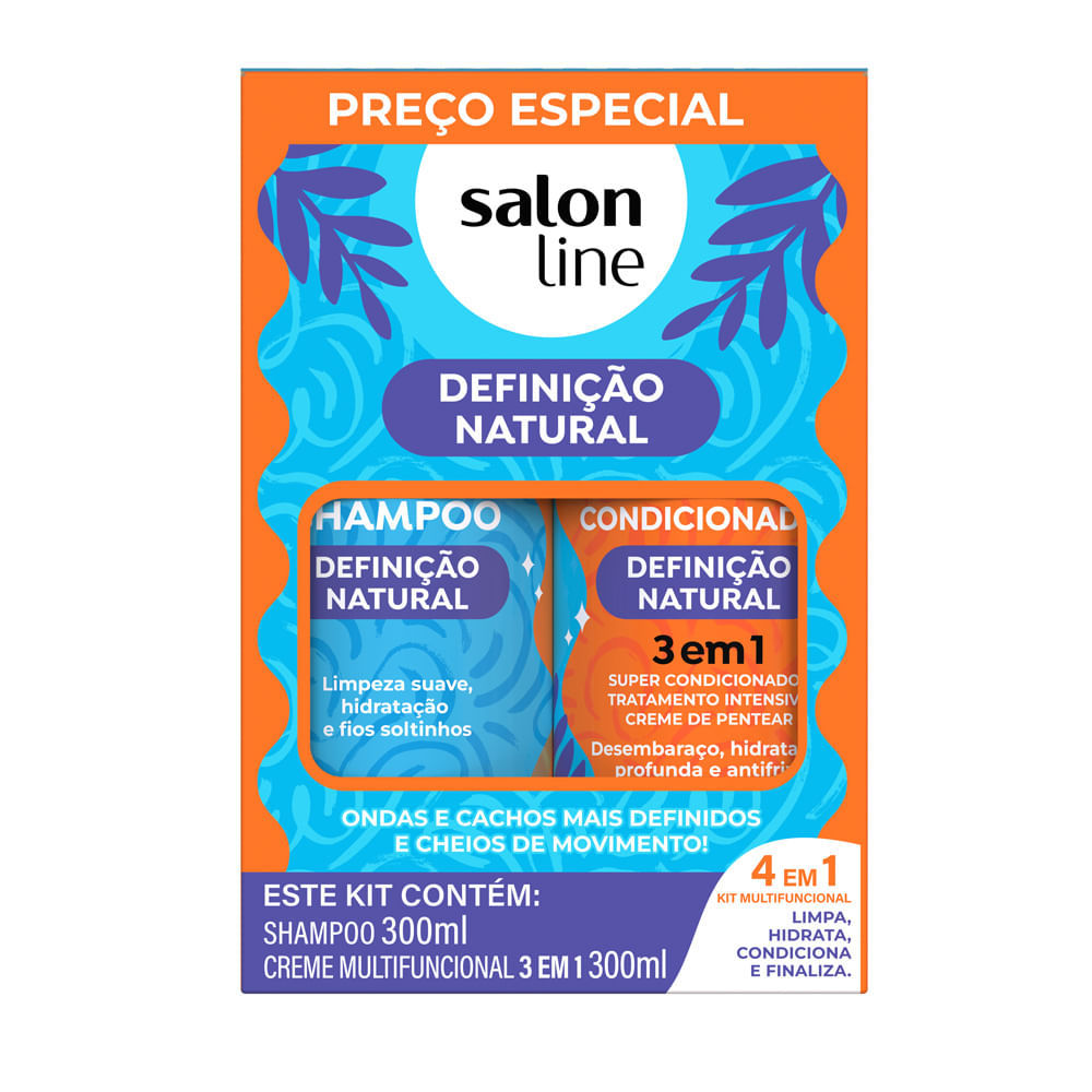 Kit Salon Line Definição Natural Shampoo 300ml e Condicionador Multifuncional 3 em 1 300ml