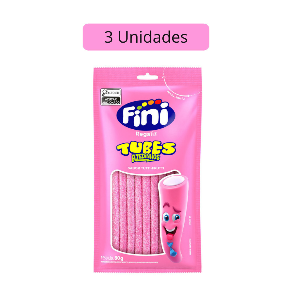 Kit 3 Pacotes de Tubes Tutti Frutti Fini 80g