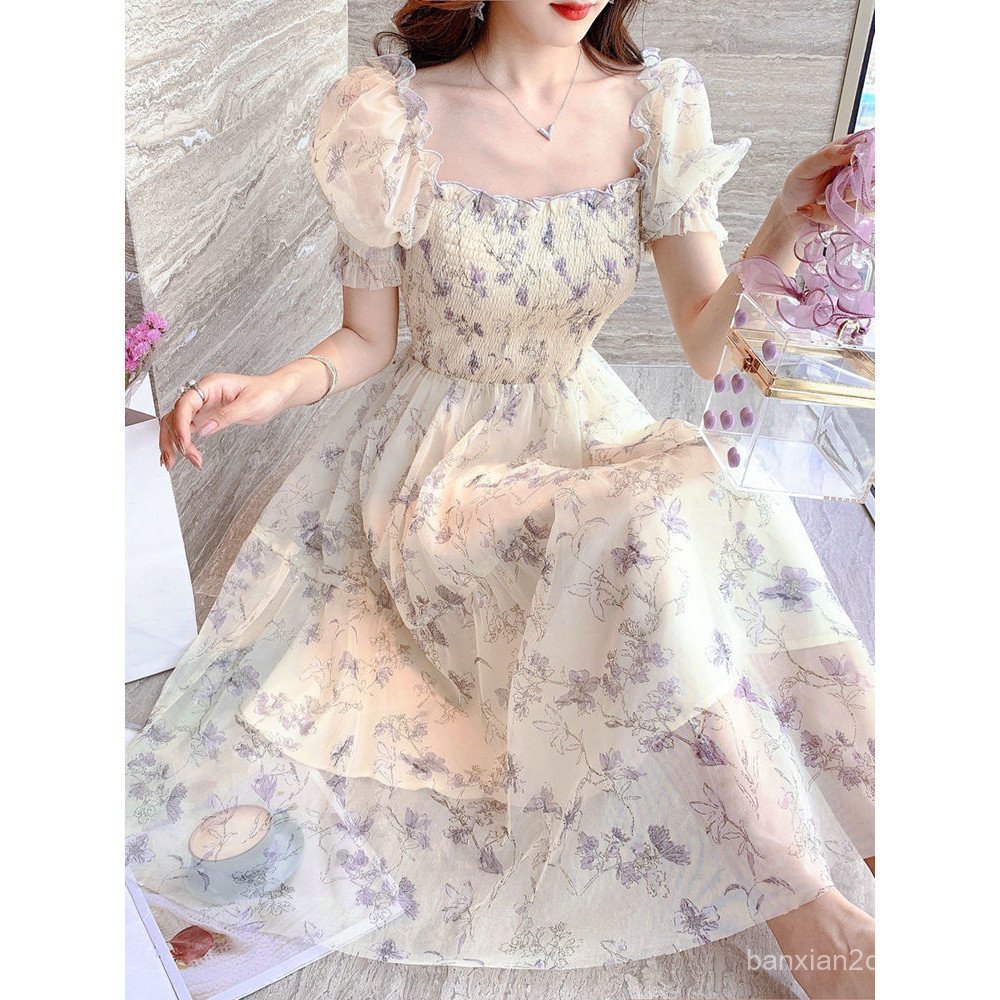 Festa De Chá De Verão , Pintura A Tinta Francesa , Cintura , Temperamento Fino , Senhora , Vestido De chiffon Branco , R