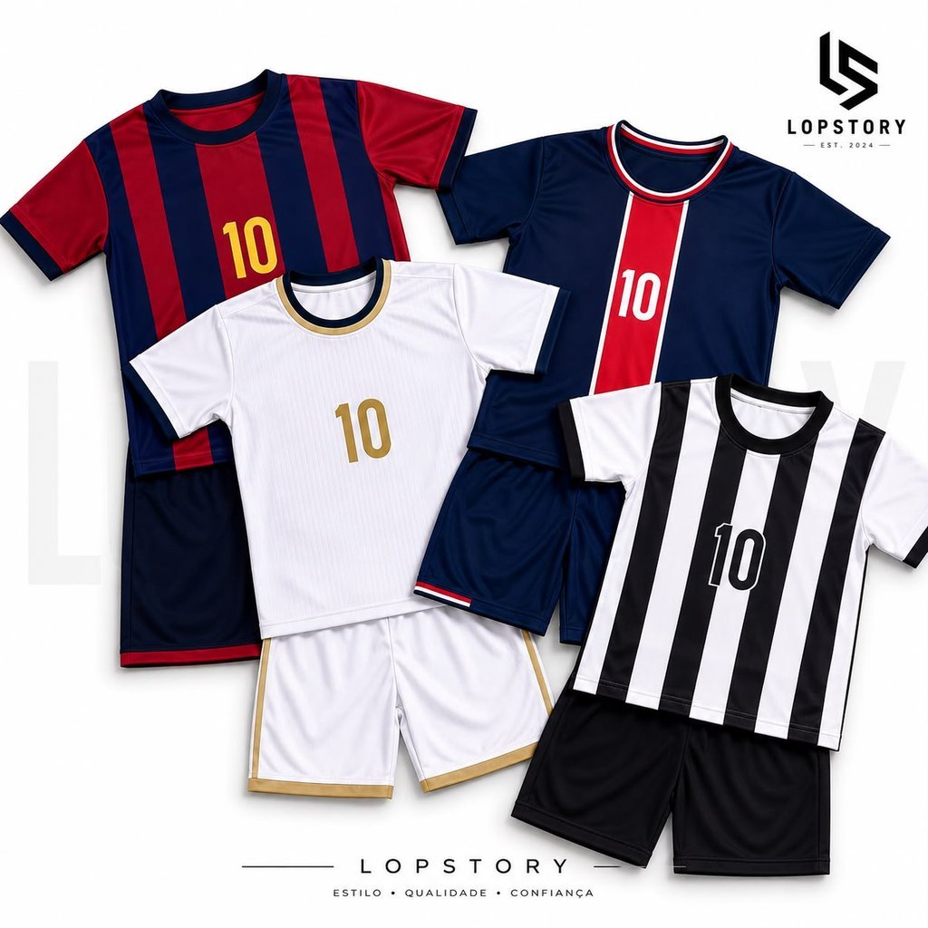 Conjunto time infantil internacionais Camisa e Shorts