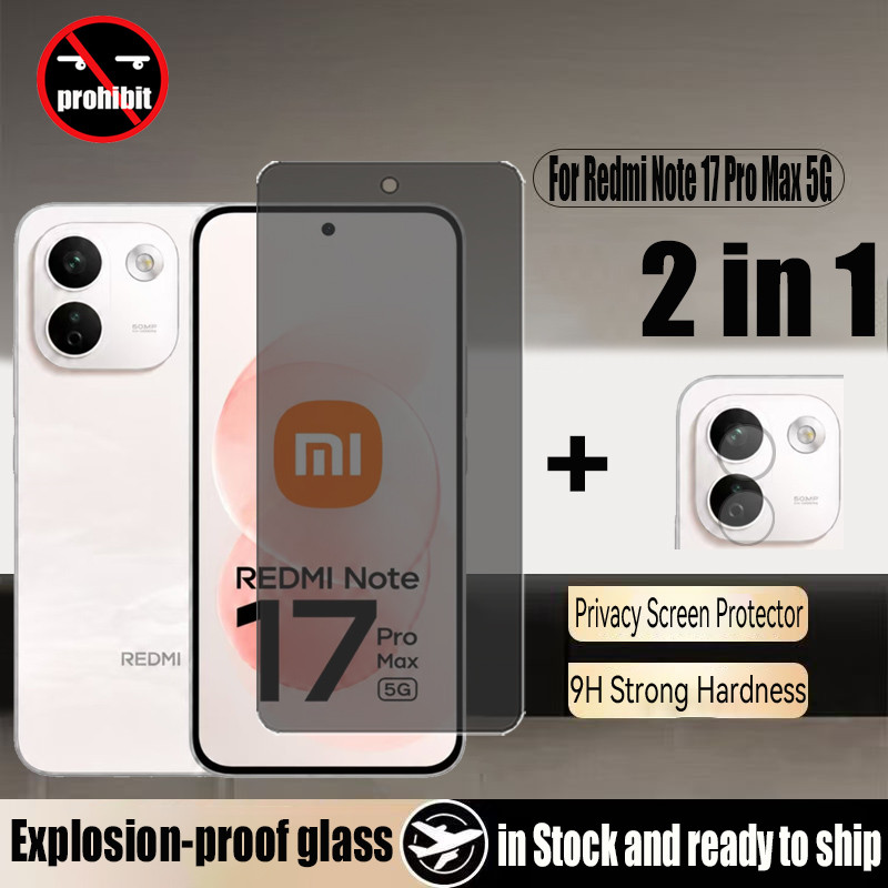 Redmi Note 17 Pro Max 5G 2 Em 1 Protetor De Tela De Privacidade Vidro Temperado Anti-Espionagem Para Xiaomi 15 E Filme D