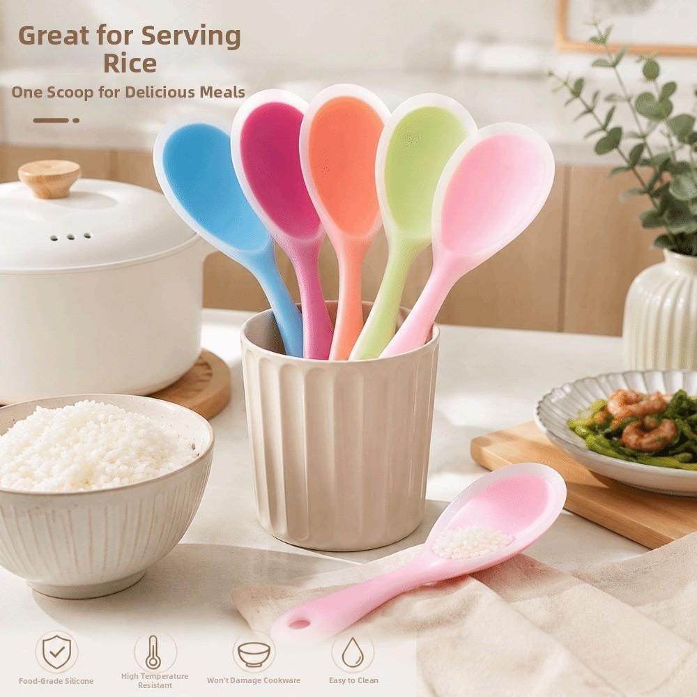 Colheres De Arroz De Silicone TEVO , Pá Resistente Ao Calor Segura Para Panelas , Utensílios De Cozinha Antiaderentes De