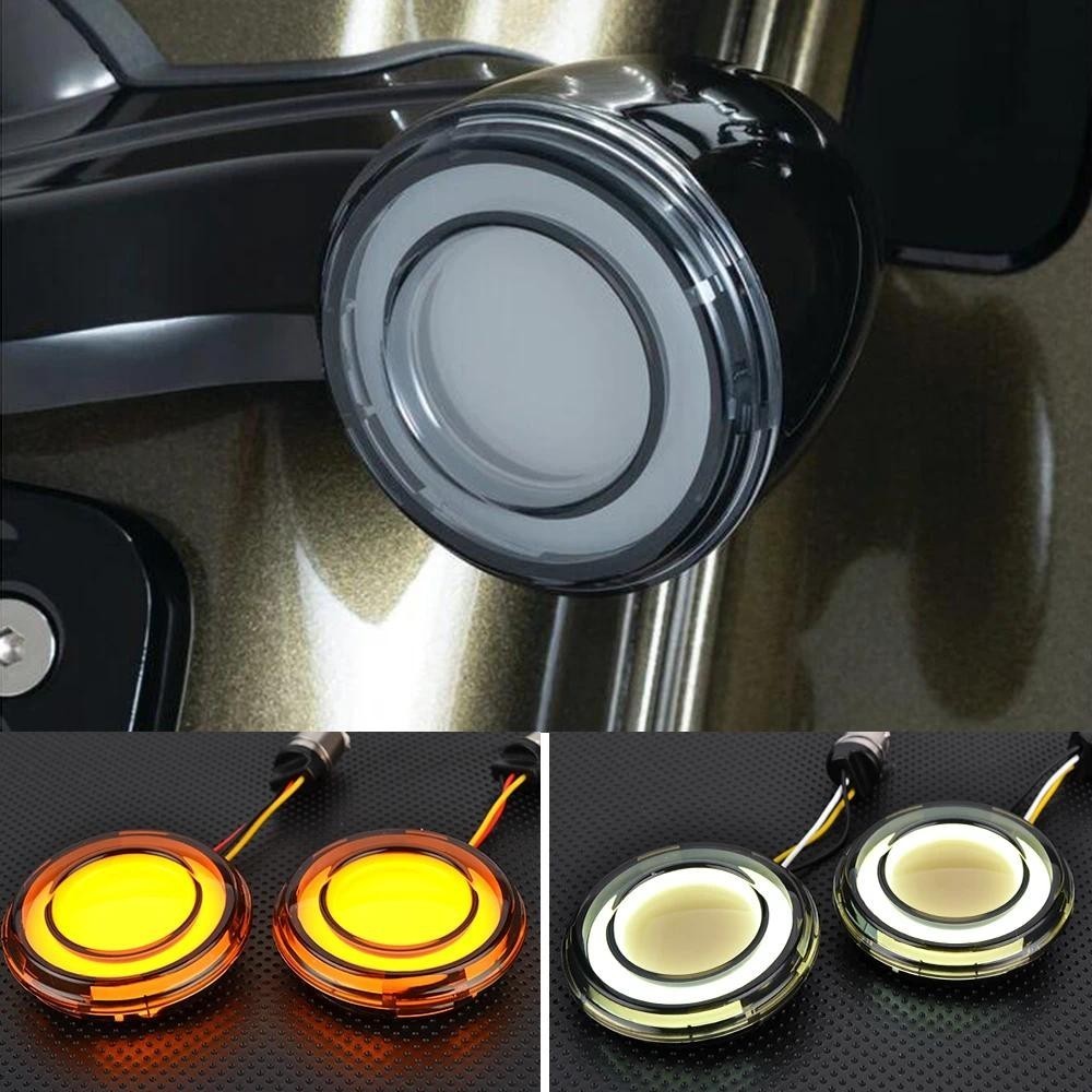 Frente Da Motocicleta LED Turn Signal light Estilo Bala DRL Lâmpada Indicadora Luz De Freio Para Harley Sportster Tourin