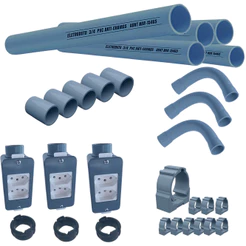 Kit Condulete Sobrepor 3 Tomadas Duplas Brancas 4x2 Eletroduto 3/4 PVC Anti-Chamas 5m Completo 10A