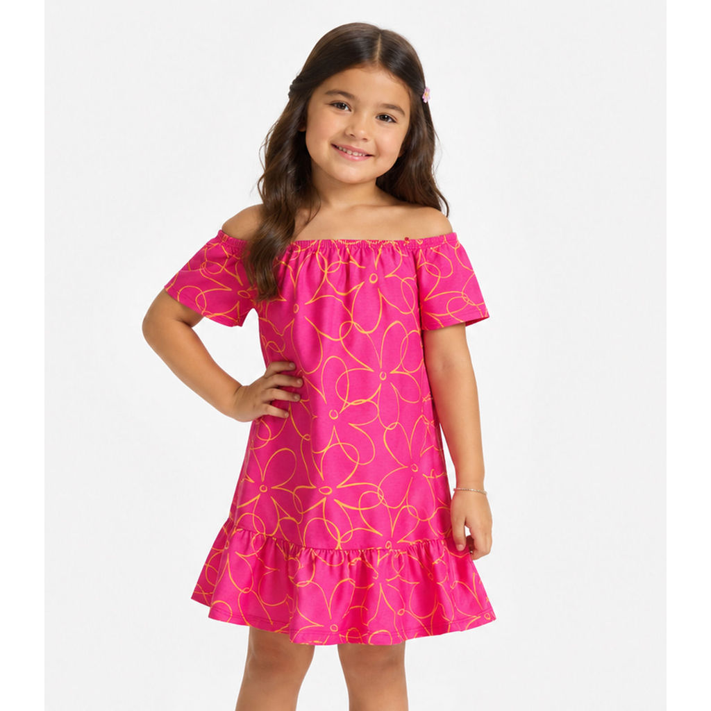 Vestido Infantil Estampado Infinita Cor Rosa
