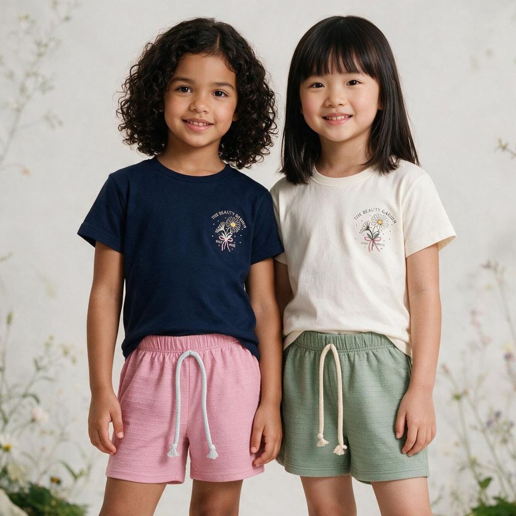 Kit Conjunto Infantil Menina Blusa Shorts Roupa Feminina Casual Estampada Moda Kids Confortável