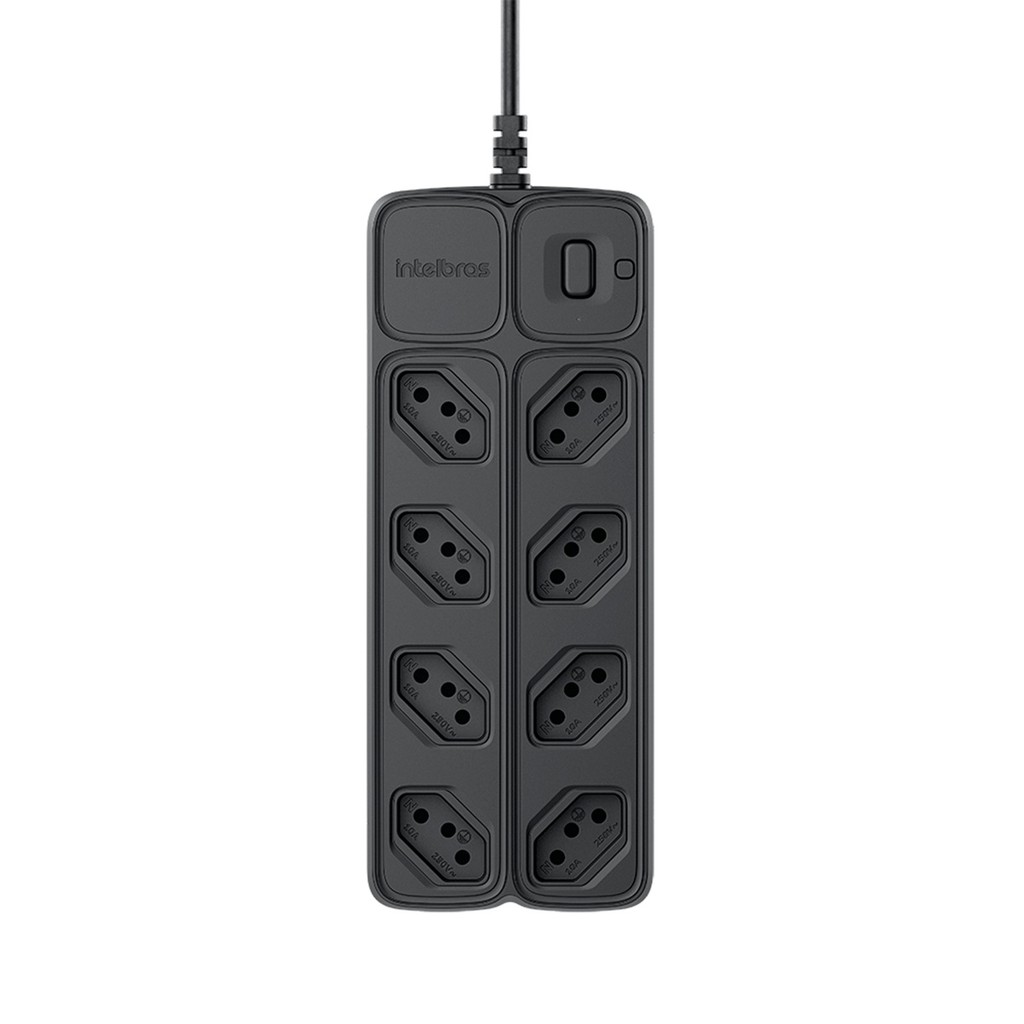 Protetor de linha com 8 tomadas Preto EPE 2008 Intelbras