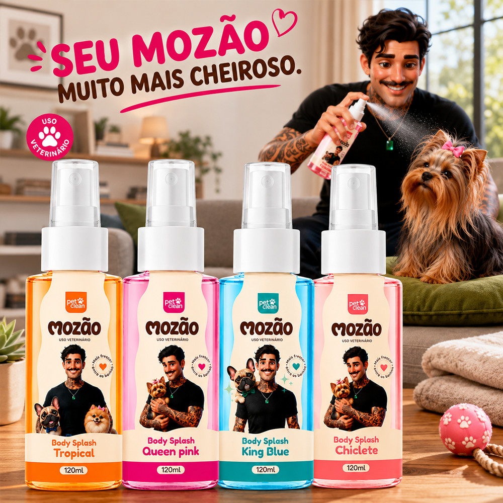 Perfume Colônia Pet Shop para Cachorro e Gato Body Splash 120ml - Mozao Pet Clean