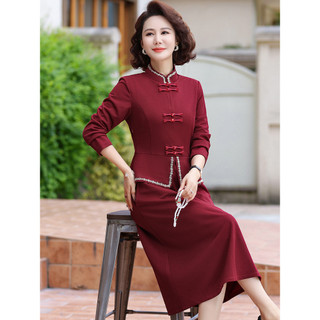 Xi vovó vestido de casamento vestido de casamento melhorado Cheongsam meia-idade mãe idosa vestido de outono tamanho gra