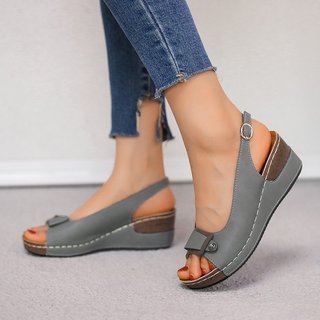 Sandálias Femininas De Cunha De Tamanho Grande Sapatos Casuais Verão