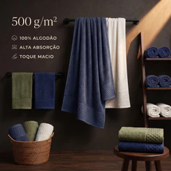 Toalha de Banho, Banhão e Rosto100% Algodão 500g/m² Felpuda Alta Absorção Toque Macio Luxo Premium