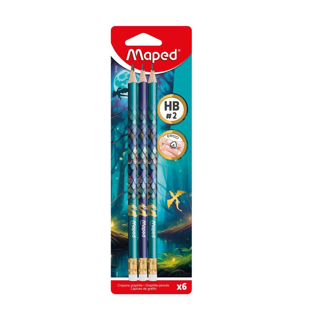 Lápis preto Nr.2 com borracha Dragon 6 unid 851829 Maped