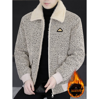 Lapela jaqueta masculina com zíper inverno meia-idade quente jaqueta de lã forro de lã espessamento All-Ma