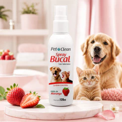 Spray Bucal Para Cães Spray Para Hálito Cachorro Gato Sabor Morango 120ml