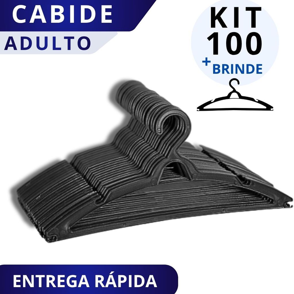 Kit 100 Cabide Para Roupas Cabides Antiderrapante Resistente Adulto Suporte Para Alças Arara