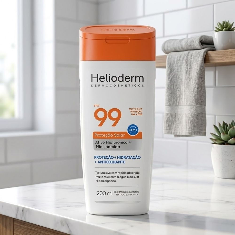 Protetor Solar Helioderm 3 em 1 FPS 99 Proteção e Hidratação e Antioxidante Sem Cor 200ml — imagem 2 de 2