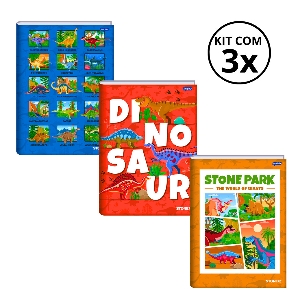 Kit Com 03 Cadernos Brochura Universitário 80 Folhas Stone- Jandaia