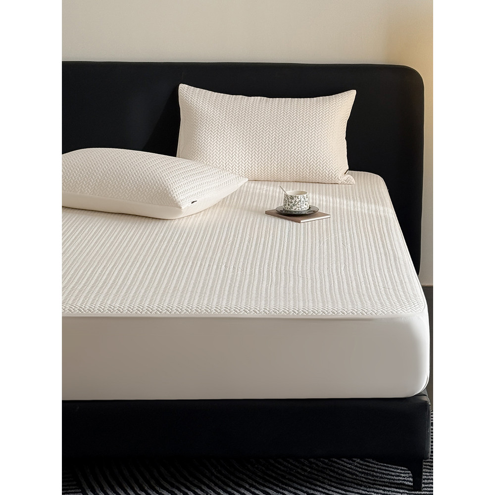 Simples cor sólida Tencel folha de cama de peça única acolchoado lavável engrossado Simmons 1.8m colchão capa protetora