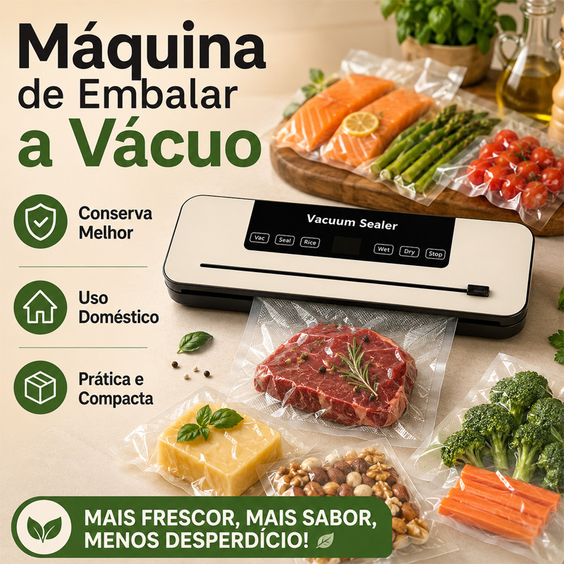 Seladora a Vácuo de Alimentos 6 em 1 Automática com Cortador para Secos e Úmidos 110/220V