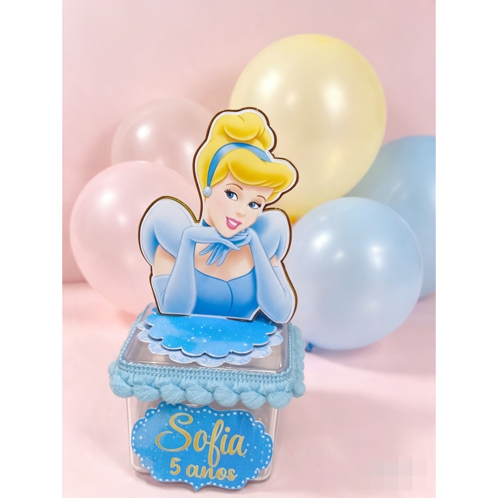Caixinha Acrílica e Apliques 3d-CINDERELA-Personalizado com nome e idade-Festa-Lembrancinhas-Caixa