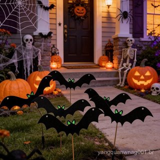 Estacas De Gramado De Morcego De Halloween Que Brilham No Escuro , Decoração De Quintal , Suprimentos Para Festa Assusta