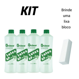 Kit de Acetona Lutex C/4 Unidades + Brinde 1 Lixa Bloco Polidora Branca