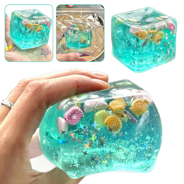 Azul Verde Estrela Peixe Espremendo Squishy Stress Balls Cube-Ocean sensory Autismo Fidget Toy